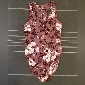 American Eagle burgundy floral bodysuit